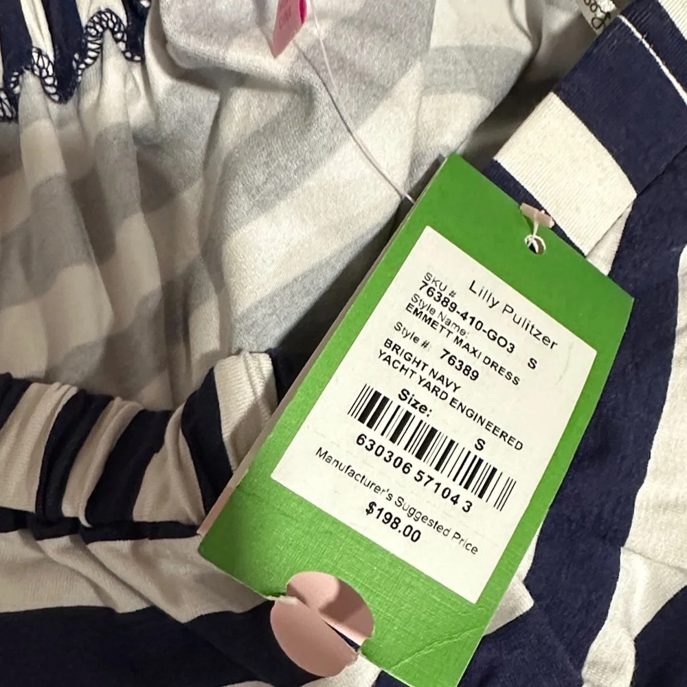 *LILLY PULITZER* Navy x White Striped Sleeveless Emmett Maxi Dress NWT Size S - Picture 14 of 14